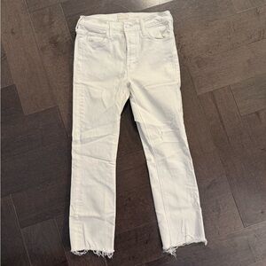 Mother Denim Mid Rise Dazzler Ankle- WHITE/27